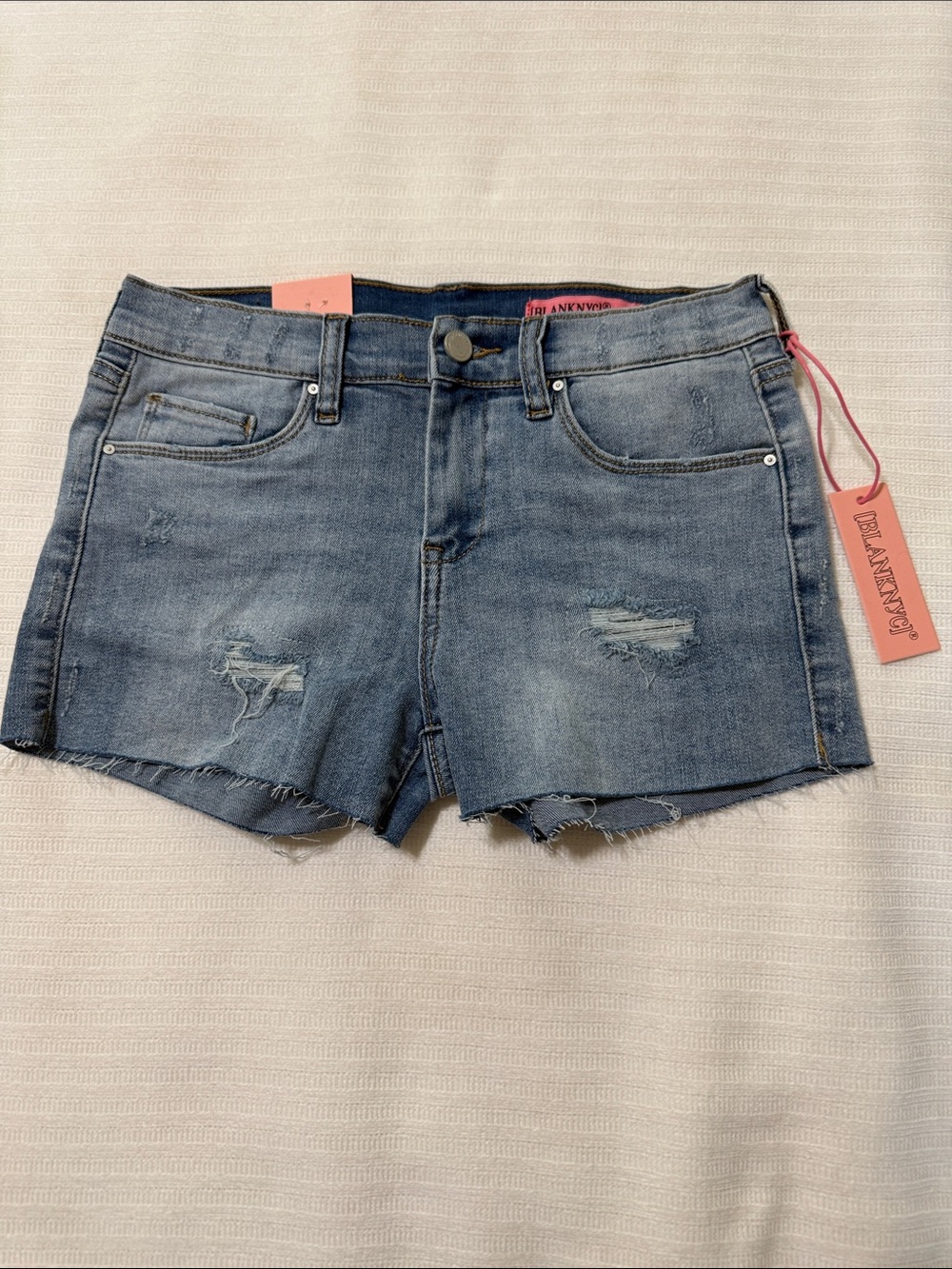 Blank NYC Light Blue Distressed Denim Shorts